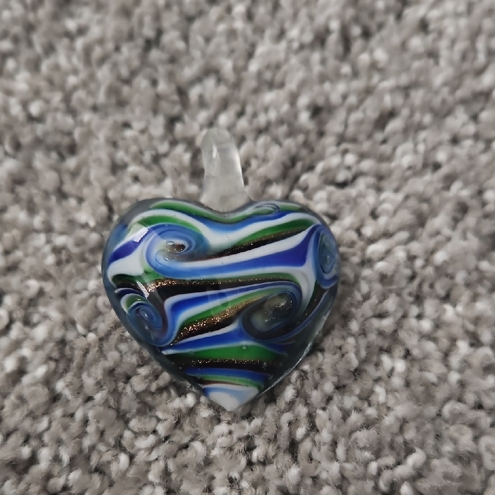 Blue and Green Swirl Heart Pendant